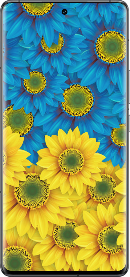 Силиконовый чехол Жёлто-голубые цветы для Vivo IQOO 12 PRO - 1048u-3420 изображение 