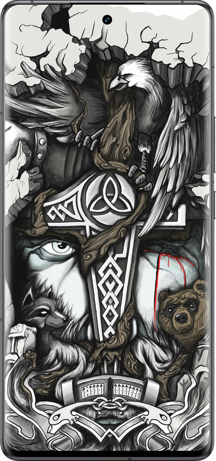 Силиконовый чехол Тату Викинг для Vivo IQOO 12 PRO - 4098u-3420 изображение 