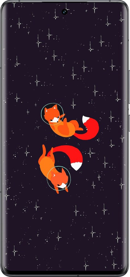 Силиконовый чехол Лисички в космосе для Vivo IQOO 12 PRO - 4519u-3420 изображение 