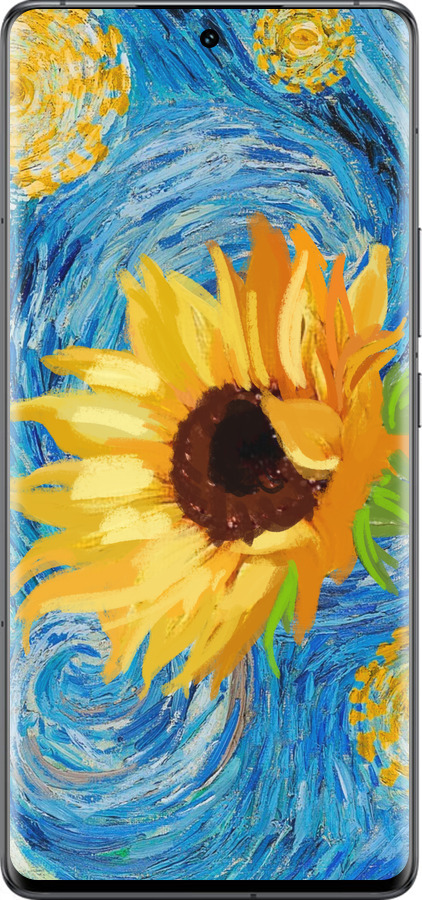 Силиконовый чехол Цветы желто-голубые для Vivo IQOO 12 PRO - 5308u-3420 изображение 