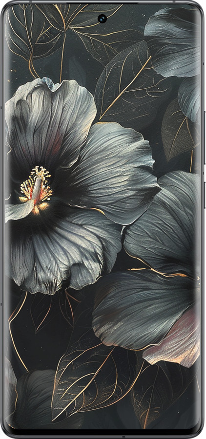 Силиконовый чехол Черные цветы для Vivo IQOO 12 PRO - 6031u-3420 изображение 