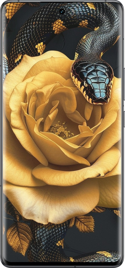 Силиконовый чехол Black snake and golden rose для Vivo IQOO 12 PRO - 6068u-3420 изображение 