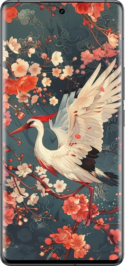 Силиконовый чехол Сакура и аист для Vivo IQOO 12 PRO - 6108u-3420 изображение 
