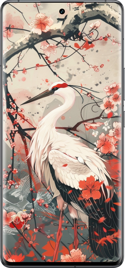 Силиконовый чехол Аист в цвету сакуры для Vivo IQOO 12 PRO - 6109u-3420 изображение 