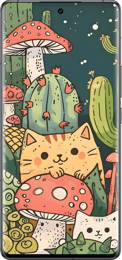 Силиконовый чехол Коты грибы для Vivo IQOO 12 PRO - 6321u-3420 изображение 