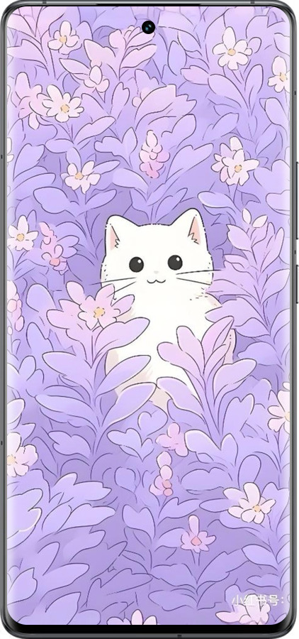 Силиконовый чехол Котик в цветах для Vivo IQOO 12 PRO - 6390u-3420 изображение 