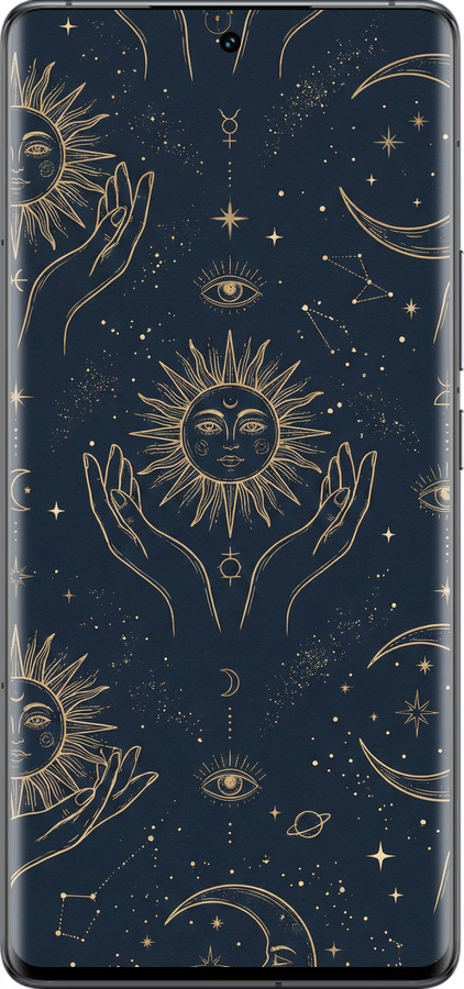 Силиконовый чехол Celestial Harmony: Sun & Moon Gold Mystic Pattern для Vivo IQOO 12 PRO - 6778u-3420 изображение 