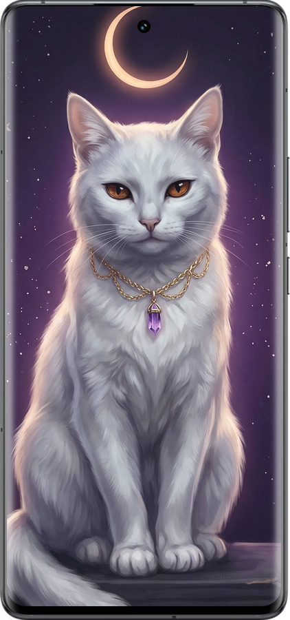 Силиконовый чехол Mystic White Cat Gothic Dark Purple Gold для Vivo IQOO 12 PRO - 6805u-3420 изображение 