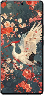 Силиконовый чехол Сакура и аист для Vivo iQOO 12 - 6108u-3433 изображение 