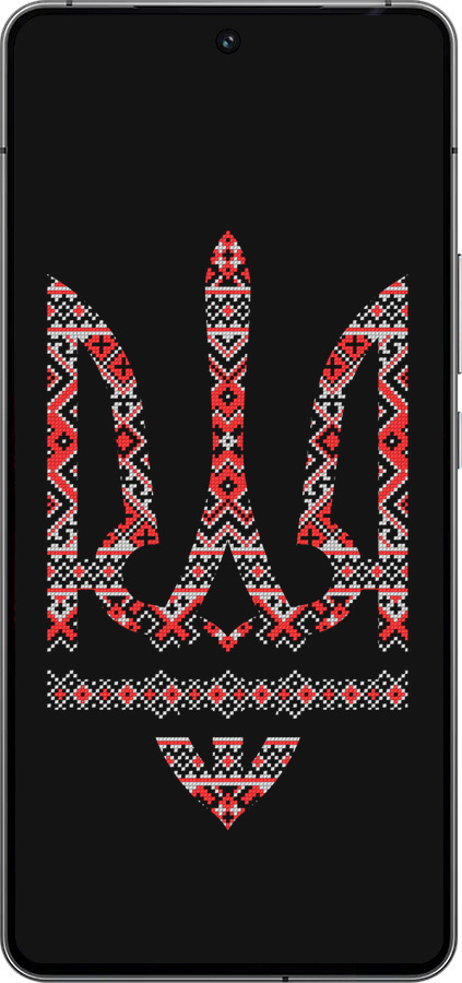 Силиконовый чехол Герб - вышиванка на черном фоне для Vivo iQOO 12 - 1196u-3433 изображение 