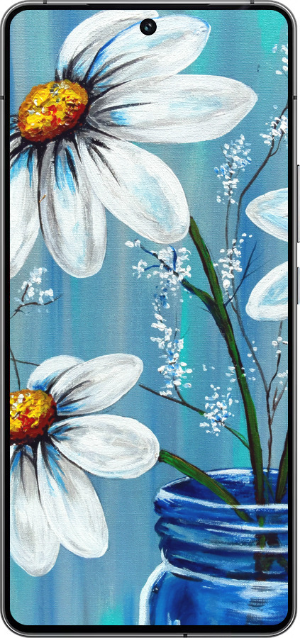 Силиконовый чехол Красивые арт-ромашки для Vivo iQOO 12 - 4031u-3433 изображение 