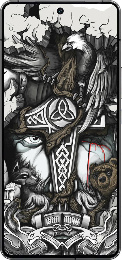 Силіконовий чехол Тату Вікінг для Vivo iQOO 12 - 4098u-3433 изображение 