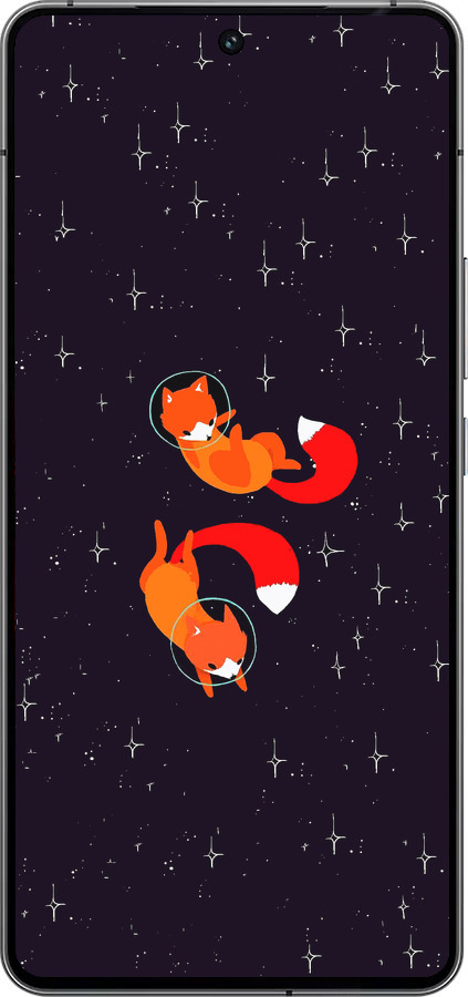 Силиконовый чехол Лисички в космосе для Vivo iQOO 12 - 4519u-3433 изображение 