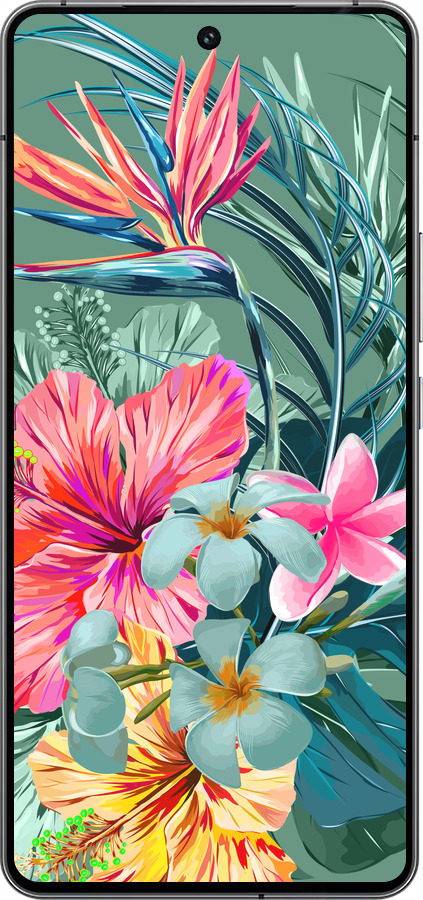 Силиконовый чехол Тропические цветы v1 для Vivo iQOO 12 - 4667u-3433 изображение 