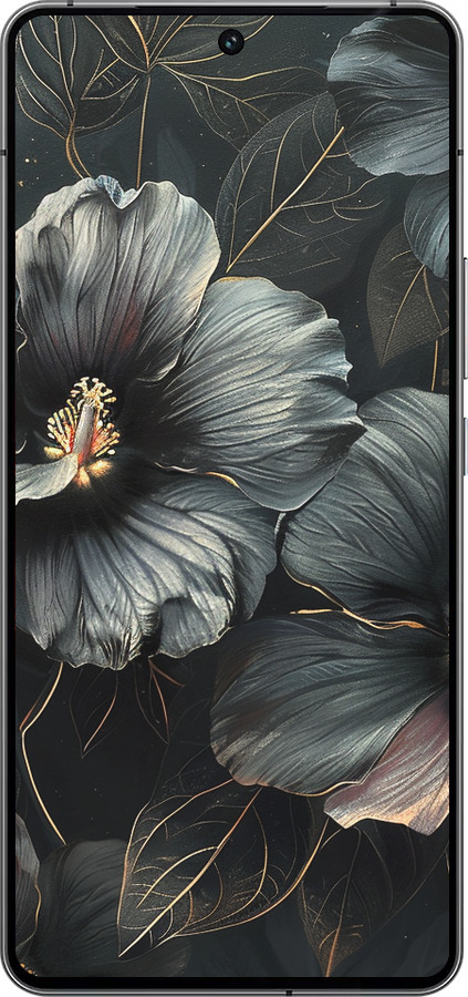 Силиконовый чехол Черные цветы для Vivo iQOO 12 - 6031u-3433 изображение 