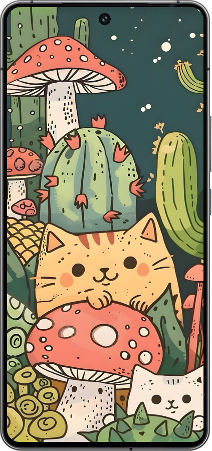 Силіконовий чехол Коти гриби для Vivo iQOO 12 - 6321u-3433 изображение 