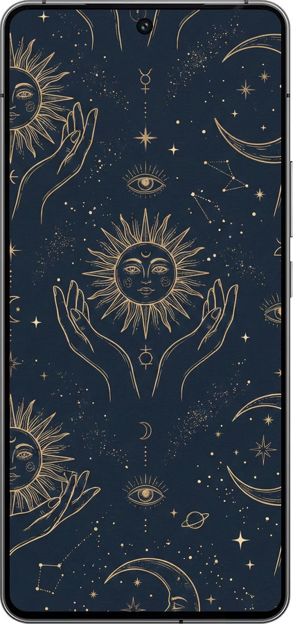 Силиконовый чехол Celestial Harmony: Sun & Moon Gold Mystic Pattern для Vivo iQOO 12 - 6778u-3433 изображение 