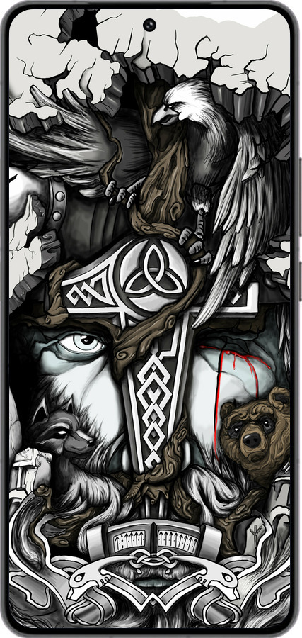 Силиконовый чехол Тату Викинг для Vivo IQOO 13 - 4098u-3913 изображение 