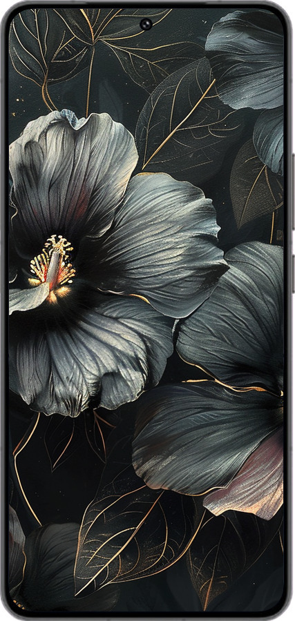 Силиконовый чехол Черные цветы для Vivo IQOO 13 - 6031u-3913 изображение 