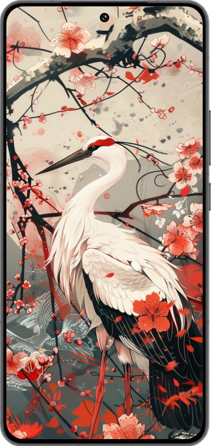 Силиконовый чехол Аист в цвету сакуры для Vivo IQOO 13 - 6109u-3913 изображение 