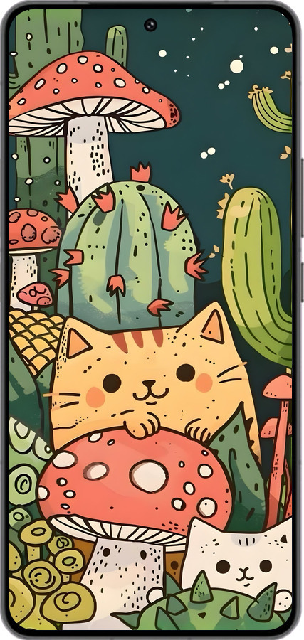 Силиконовый чехол Коты грибы для Vivo IQOO 13 - 6321u-3913 изображение 