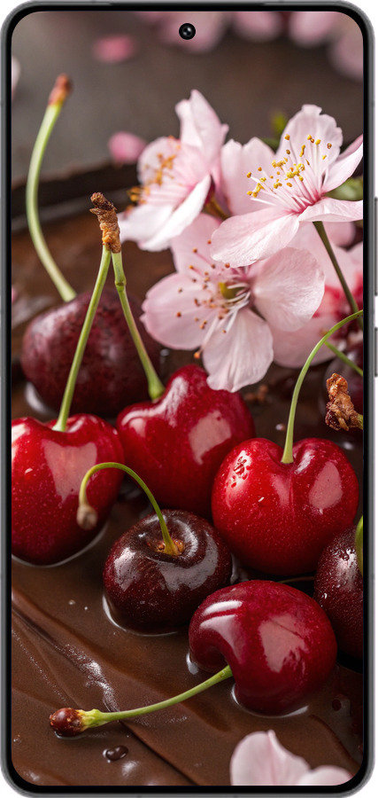 Силиконовый чехол Вишня в шоколаде для Vivo IQOO 13 - 6698u-3913 изображение 