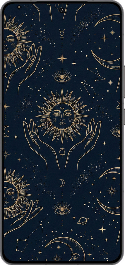 Силиконовый чехол Celestial Harmony: Sun & Moon Gold Mystic Pattern для Vivo IQOO 13 - 6778u-3913 изображение 
