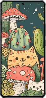 Силиконовый чехол Коты грибы для Vivo iQOO Z10 Turbo - 6321u-4150 изображение 
