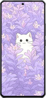 Силиконовый чехол Котик в цветах для Vivo IQOO Neo 10 5G - 6390u-3920 изображение 