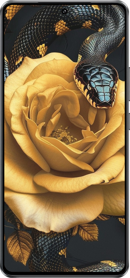 Силіконовий чехол Black snake and golden rose для Vivo iQOO Z10 Turbo - 6068u-4150 изображение 