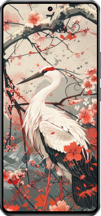 Силиконовый чехол Аист в цвету сакуры для Vivo Y300 GT 5G - 6109u-4151 изображение 