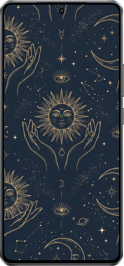 Силиконовый чехол Celestial Harmony: Sun & Moon Gold Mystic Pattern для Vivo Y300 GT 5G - 6778u-4151 изображение 