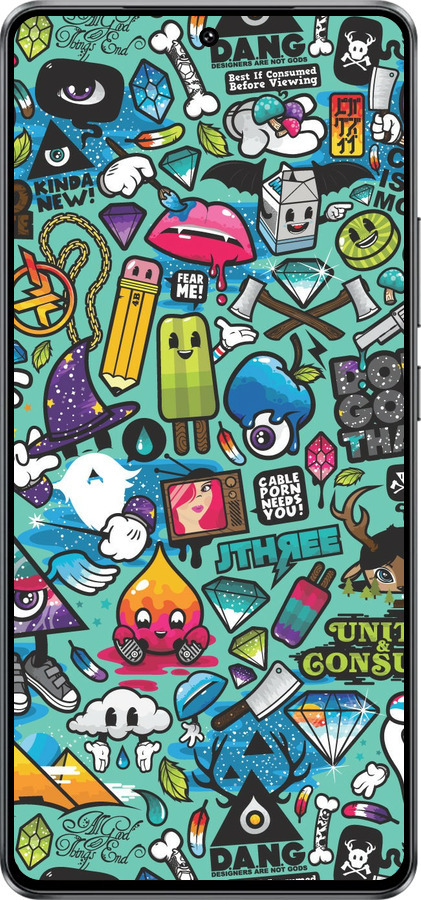 Силиконовый чехол Стикер бомбинг 1 для Vivo Y300 GT 5G - 693u-4151 изображение 