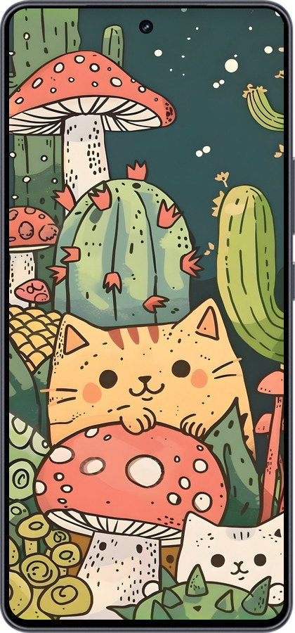 Силіконовий чехол Коти гриби для Vivo iQOO Neo9 - 6321u-3631 изображение 