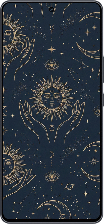 Силиконовый чехол Celestial Harmony: Sun & Moon Gold Mystic Pattern для Vivo iQOO Neo9 - 6778u-3631 изображение 