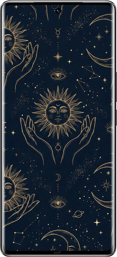 Силиконовый чехол Celestial Harmony: Sun & Moon Gold Mystic Pattern для Vivo S16 Pro - 6778u-3123 изображение 