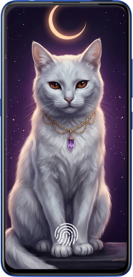2D пластиковый чехол Mystic White Cat Gothic Dark Purple Gold для Vivo V15 pro - 6805t-1763 изображение 