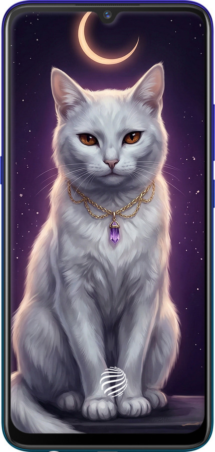 Силиконовый чехол Mystic White Cat Gothic Dark Purple Gold для Vivo V17 Neo - 6805u-1764 изображение 