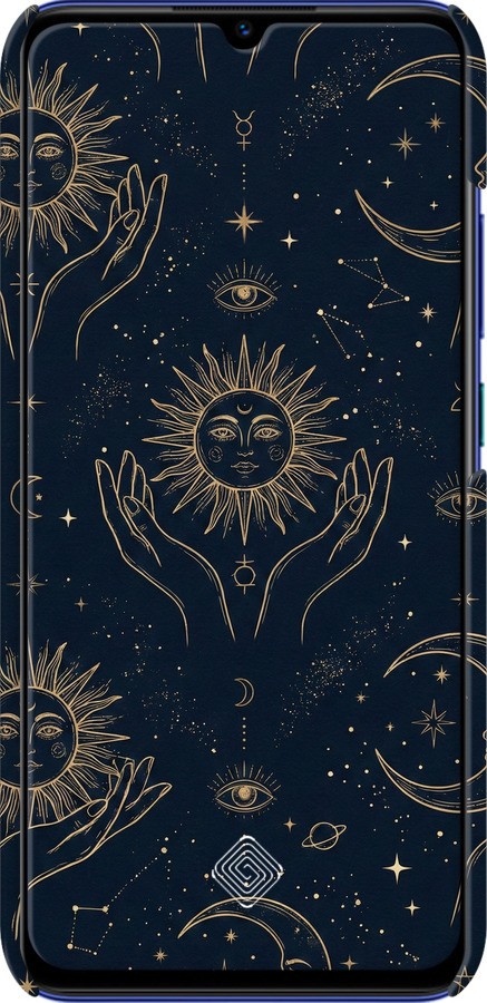 3D пластиковый матовый чехол Celestial Harmony: Sun & Moon Gold Mystic Pattern для Vivo V17 - 6778m-1819 изображение 