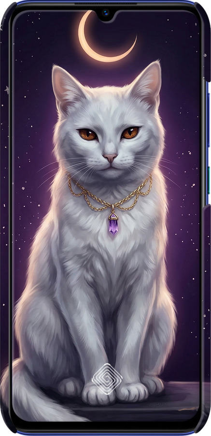 3D пластиковий матовий чехол Mystic White Cat Gothic Dark Purple Gold для Vivo V17 - 6805m-1819 изображение 