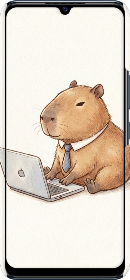 3D пластиковий матовий чехол Funny Capybara CEO Working для Vivo V20 SE - 6777m-2128 изображение 