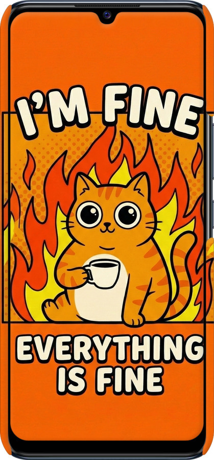 3D пластиковий матовий чехол Funny Cat для Vivo V20 SE - 6786m-2128 изображение 