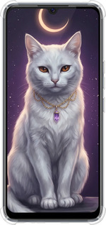 Силикон с усиленными углами чехол Mystic White Cat Gothic Dark Purple Gold для Vivo V20 SE - 6805sp-2128 изображение 