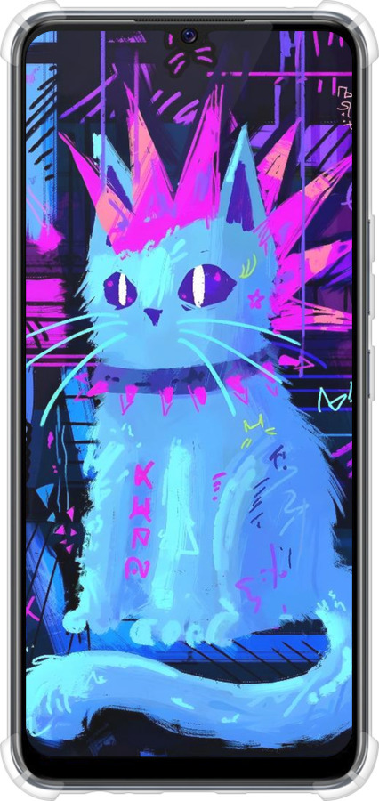 Силикон с усиленными углами чехол Кот панк для Vivo V20 SE - 6311sp-2128 изображение 
