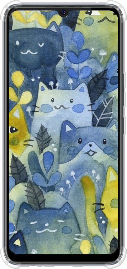 Силикон с усиленными углами чехол С изображением кошачьего леса для Vivo V20 SE - 6447sp-2128 изображение 