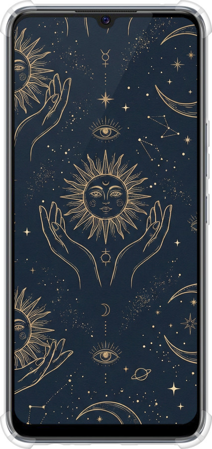 Силикон с усиленными углами чехол Celestial Harmony: Sun & Moon Gold Mystic Pattern для Vivo V20 SE - 6778sp-2128 изображение 