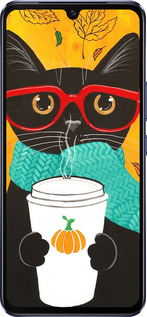 Силиконовый чехол Осенний кот для Vivo V21 - 4026u-2368 изображение 