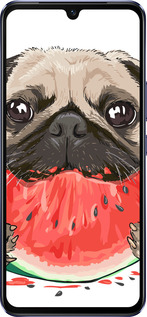 Силиконовый чехол Мопс и арбуз для Vivo V21 - 4665u-2368 изображение 
