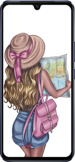 Силиконовый чехол Девушка с картой для Vivo V21 - 4704u-2368 изображение 