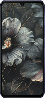 Силиконовый чехол Черные цветы для Vivo V21 - 6031u-2368 изображение 